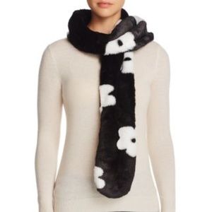 FLORAL FAUX FUR STOLE Cara Accessories BLACK